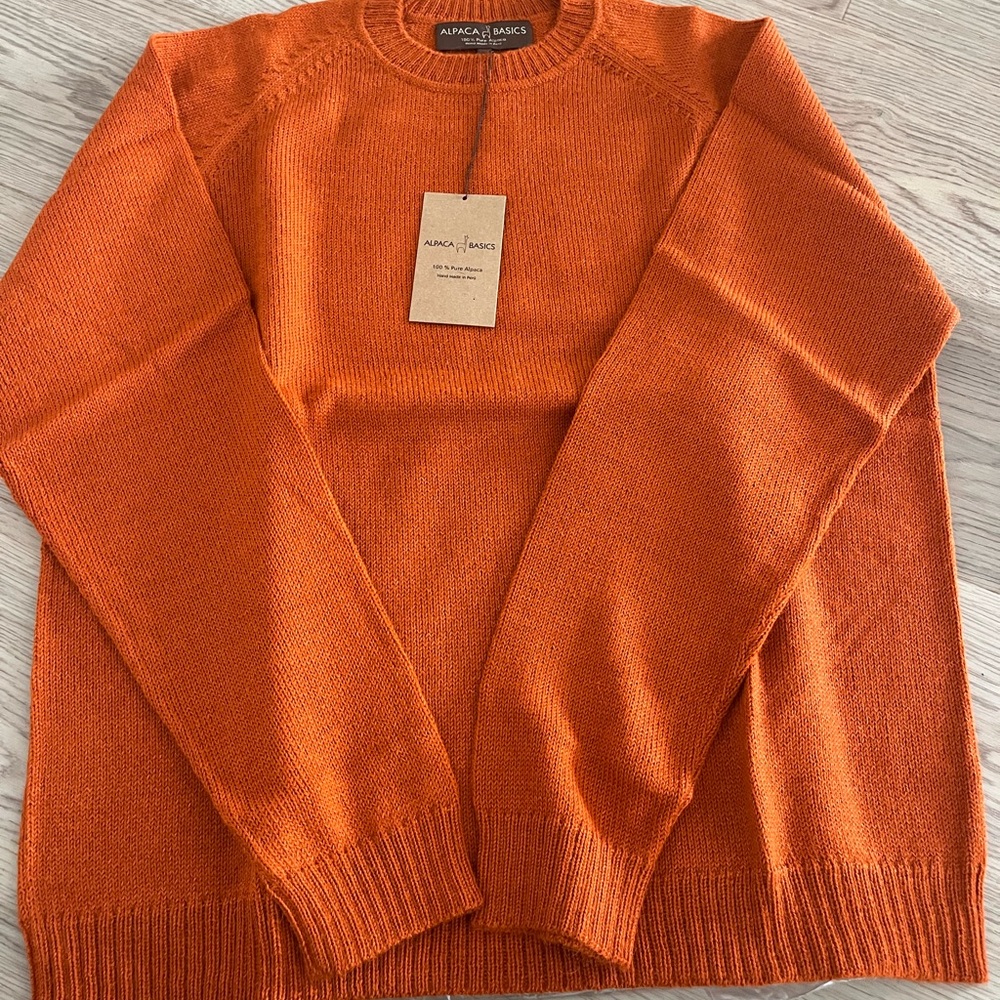 Alpaca Basics Men's Crewneck Sweater in Burnt Orange